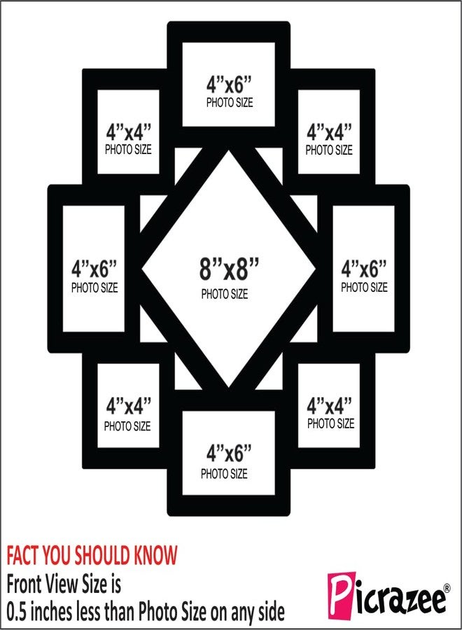PICRAZEE إطار صور جداري خشبي من PICRAZEE لأعياد الميلاد | الذكرى السنوية | الانتقال إلى منزل جديد (9 صور، أسود، المقاس: 24 × 24 بوصة) - Image 3
